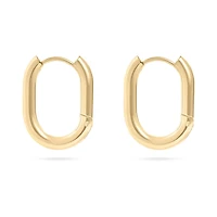 18K Gold Stainless Steel Oval Huggie Earrings