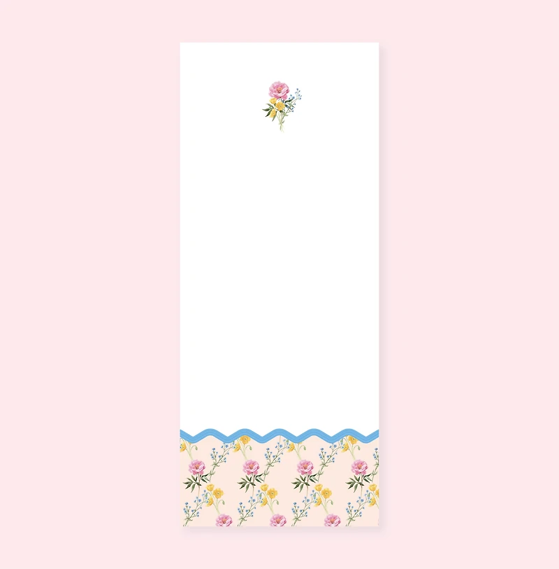 Watercolor Floral Ric Rac List Notepad