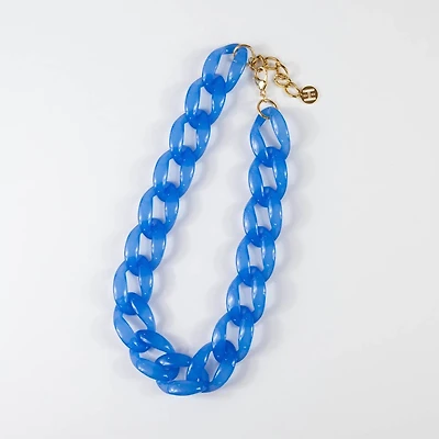 Deep Blue Acrylic Chain Link Necklace