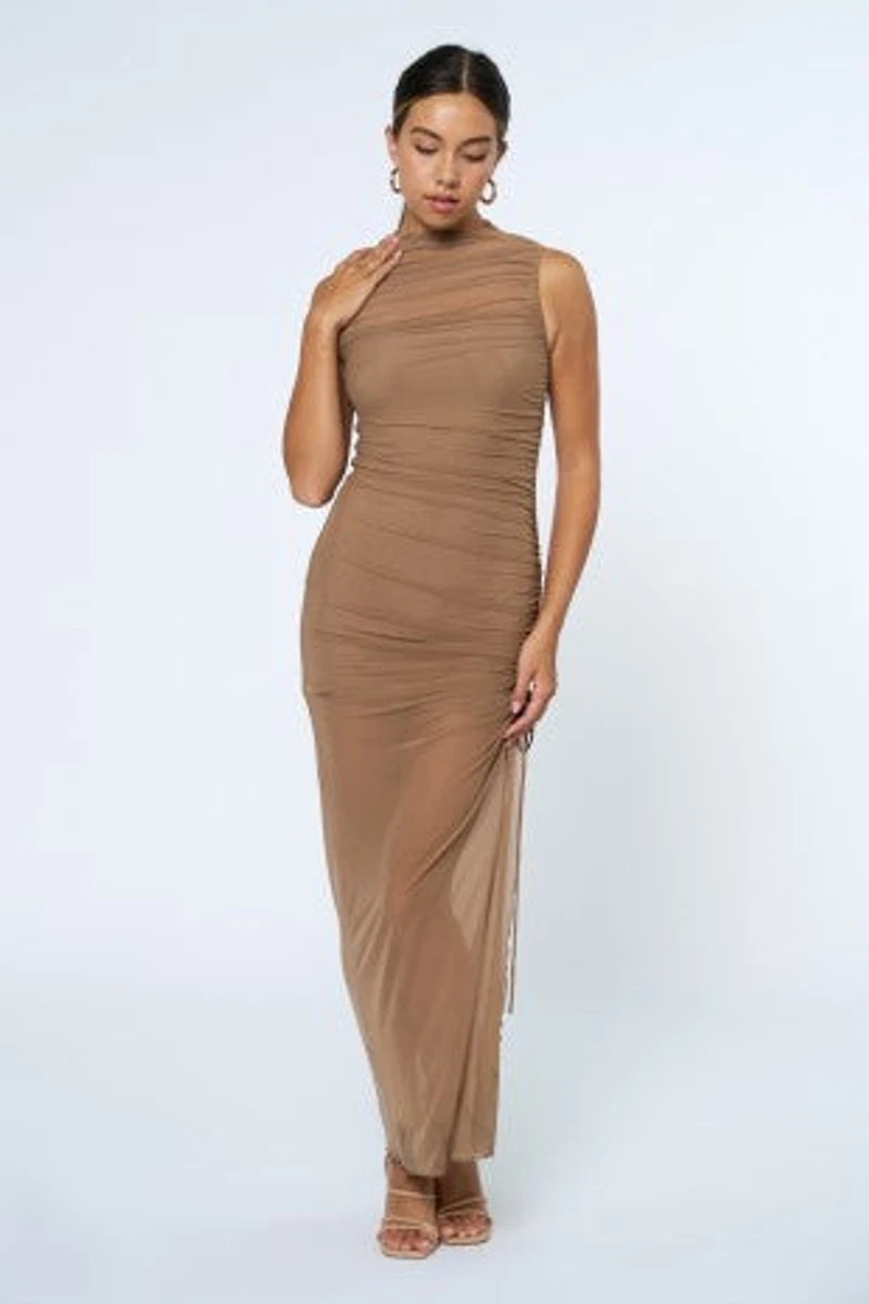 Tan Sheer Maxi Dress