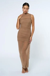 Tan Sheer Maxi Dress