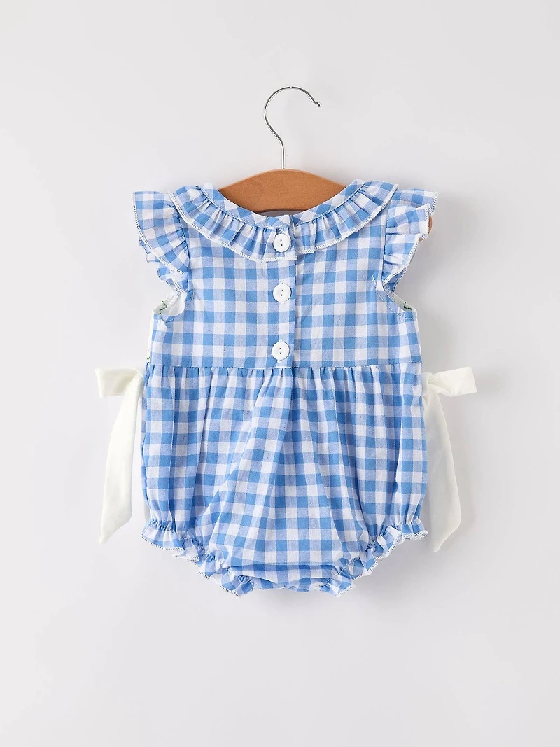 Blue Pumpkin Smock Embroidery Baby Girl Romper