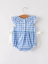 Blue Pumpkin Smock Embroidery Baby Girl Romper