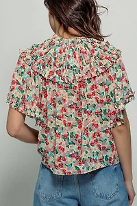 Aurora of Ruffle Short Sleeve Blouse