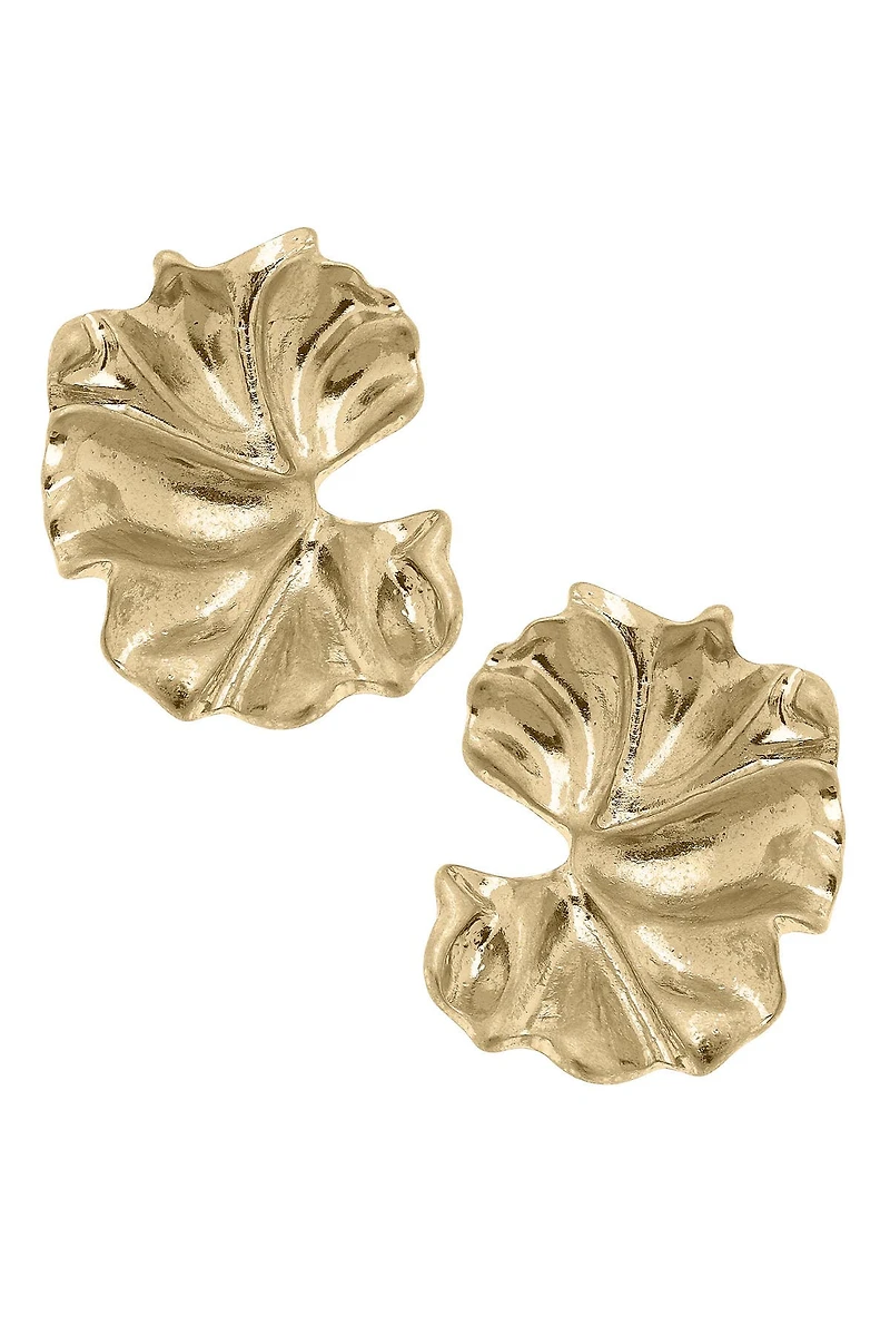 Athens Molten Metal Earrings in Worn Gold
