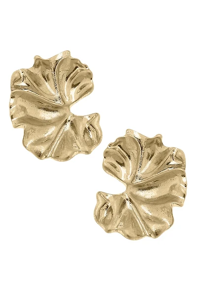 Athens Molten Metal Earrings in Worn Gold