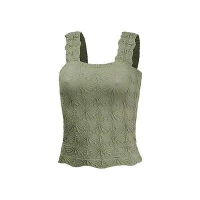 Olive Flower Jacquard Tank