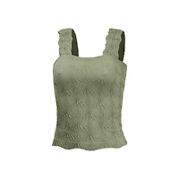 Olive Flower Jacquard Tank