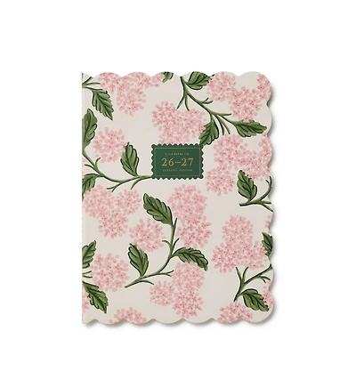 2027 Pink Hydrangea 12-Month Academic Planner