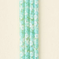 Aqua Floral Tumbler Straw Set