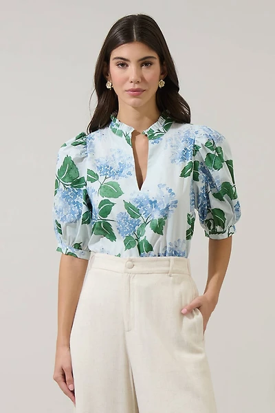 Mirla Floral Terri Puff Sleeve Top