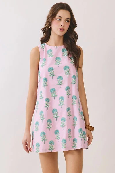 Pink Floral Back Tie Mini Dress