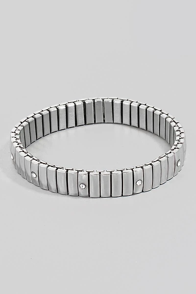 Silver Rhinestone Studded Intricate Bracelet