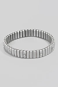 Silver Rhinestone Studded Intricate Bracelet