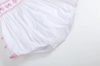 White and Pink Bows Smocked Ruffle Romper
