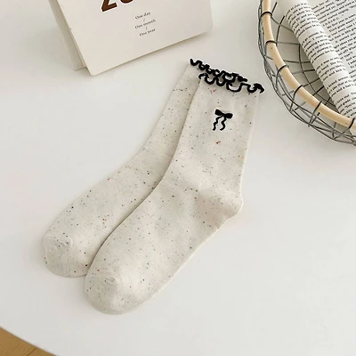 Ruffle Bows Embroidered Socks