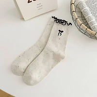 Ruffle Bows Embroidered Socks