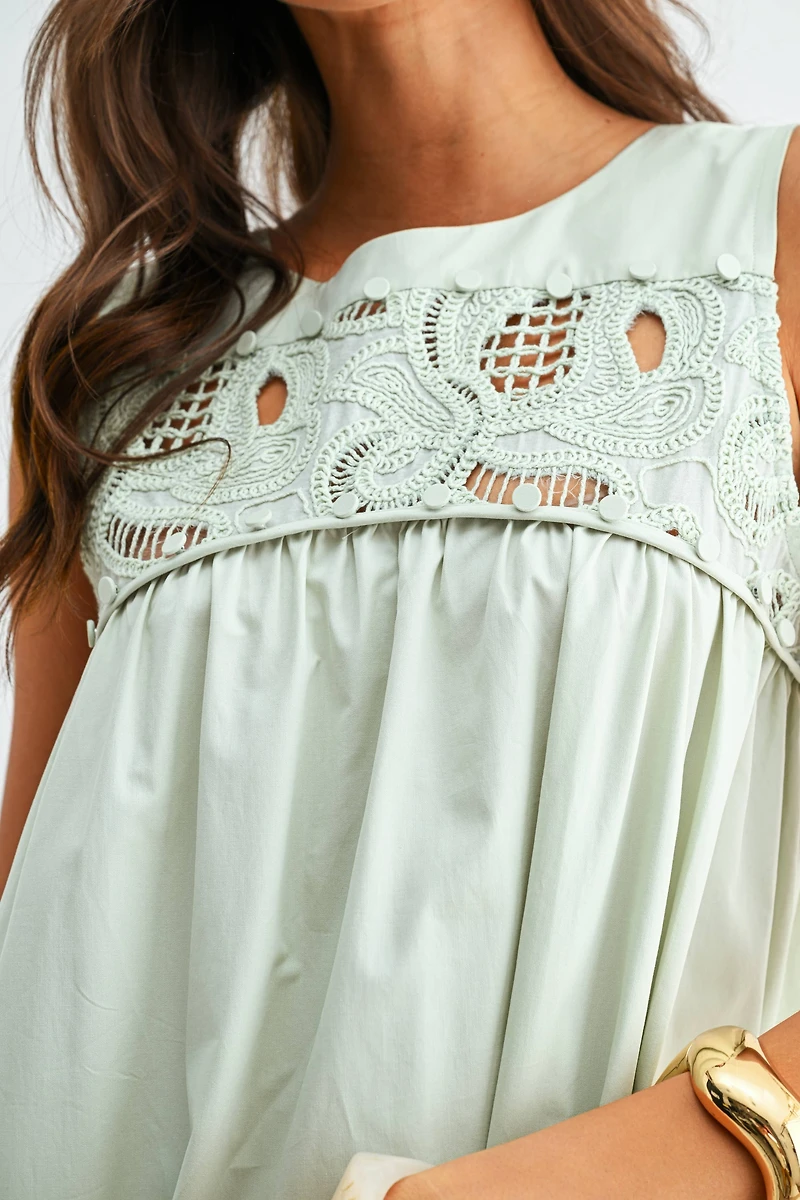 Green Boho Lace Maxi Dress