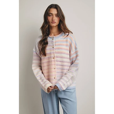 Pastel Multi Color Button Up Cardigan