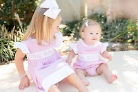 Pink Striped Lil Sister Smocked Romper