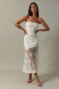 White Lace Sweater Tube Dress