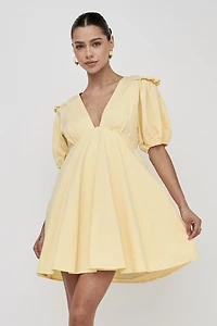 Plunge Ruffle Sleeve Dress