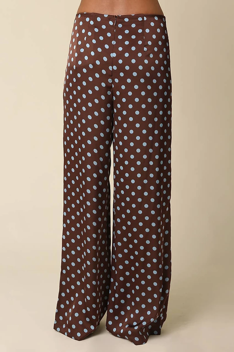 Brown Polka Dot Wide Leg Pants