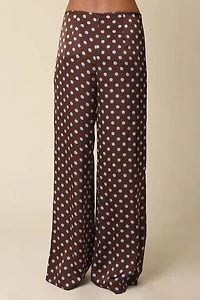 Brown Polka Dot Wide Leg Pants