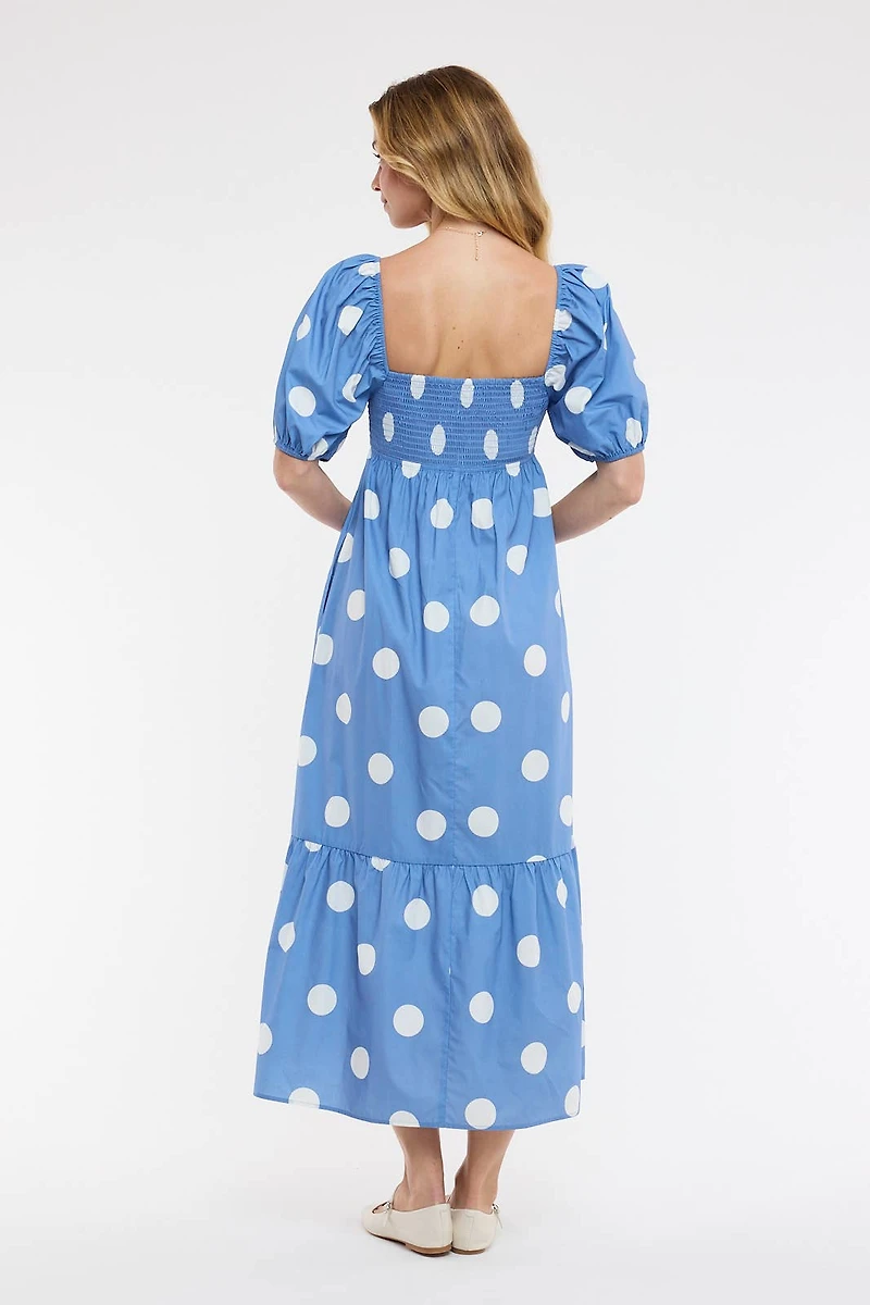 Polka Dot Puff Sleeve Dress