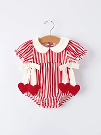 Valentine's Red Stripe Bubble Romper