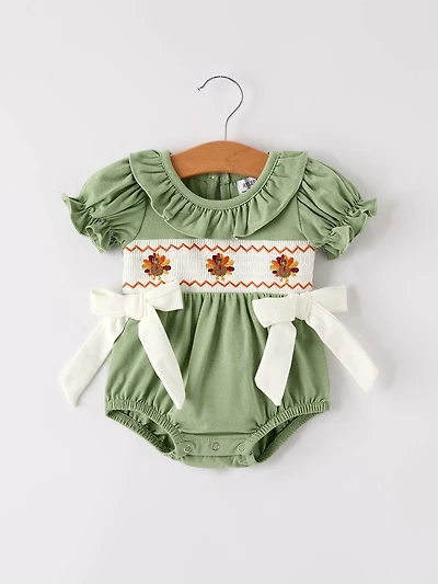 Thanksgiving Smock Embroidered Romper