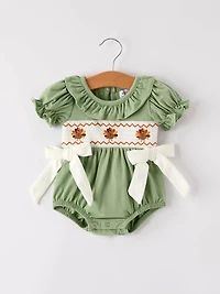 Thanksgiving Smock Embroidered Romper