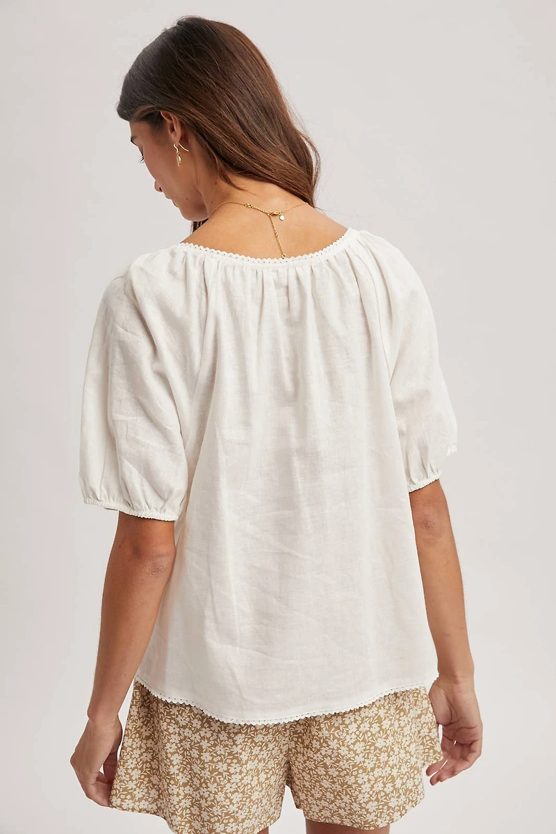 White Puff Sleeve Blouse