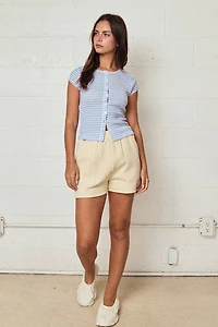 Striped Ribbed Button Front Top