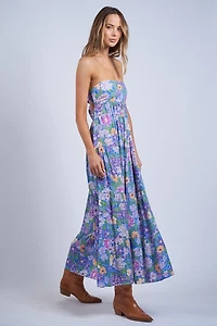 Blooming Floral Open Back Maxi Dress