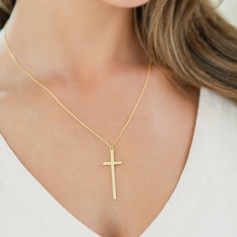 Gold Slim Cross Pendant Necklace