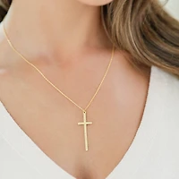 Gold Slim Cross Pendant Necklace