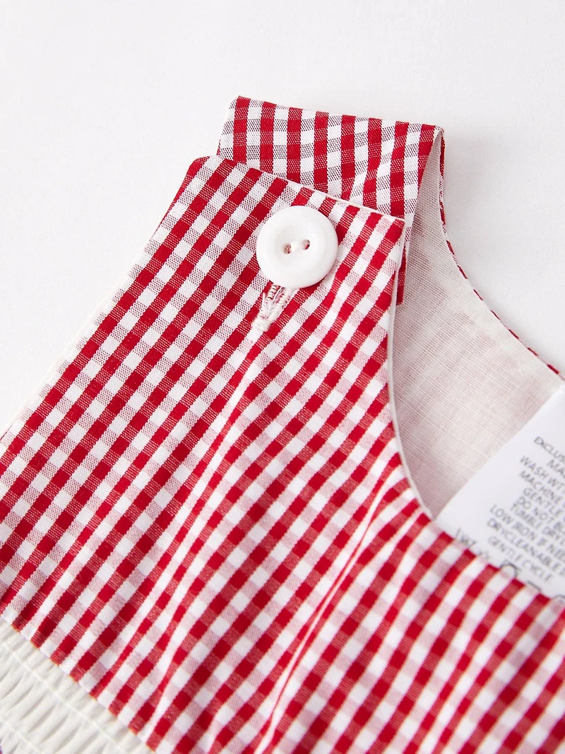 Baseball Baby Boys Smocking Embroidered Plaid