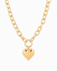 Gold Puffy Heart Chunky Necklace