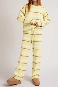 Yellow & Ivory Stripe Sweater Pants Set
