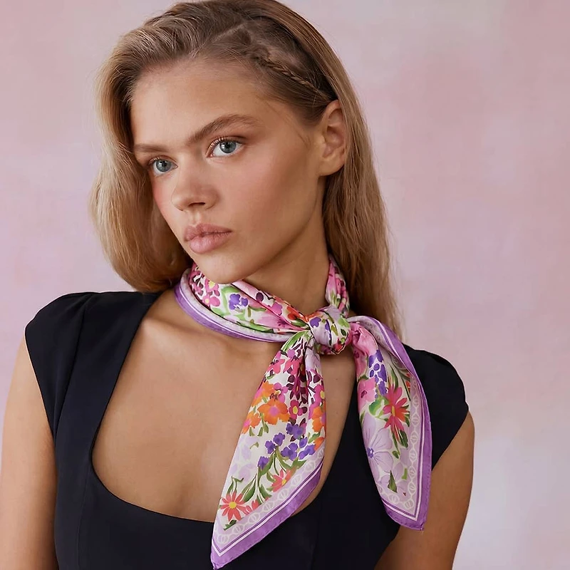Blue Flower Garden Bandana Scarf
