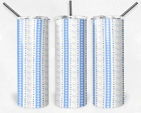 20 oz Skinny Tumbler, Blue Bow Gingham Pattern