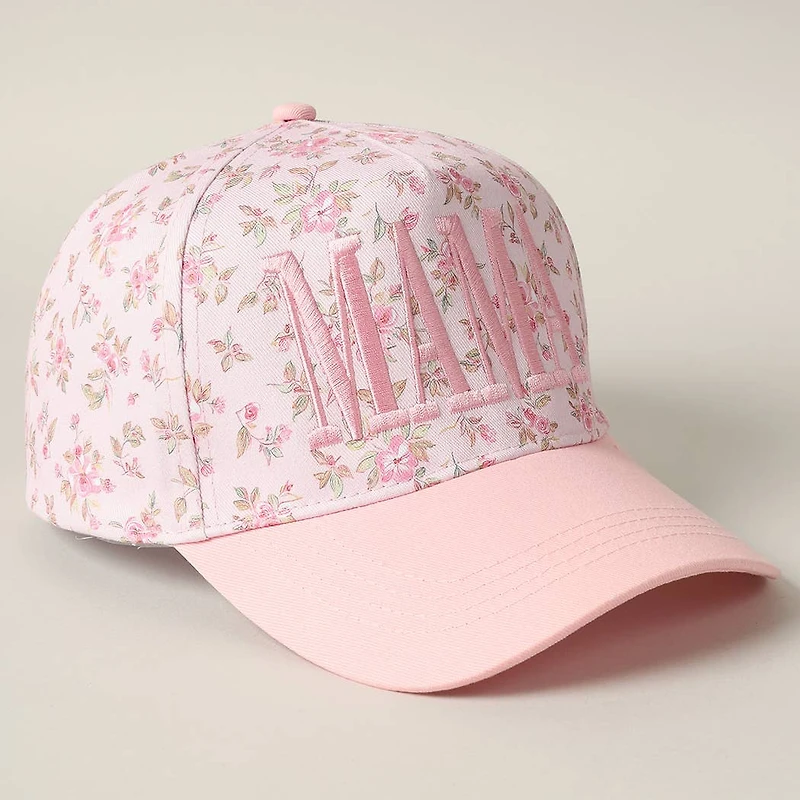 Mama Pink Embroidered Flower Hat