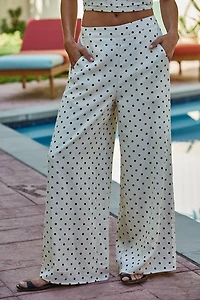 White Linen Polka Dot Pants