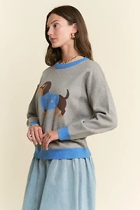 Grey Christmas Dachshund Sweater
