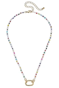 Mini Mazie Rainbow Pearl Charm Necklace Small Clasp