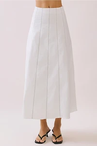 White Contrast Detail Maxi Skirt