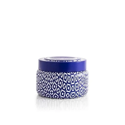 BLUE JEAN SIGNATURE PRINTED TRAVEL TIN, 8.5 oz
