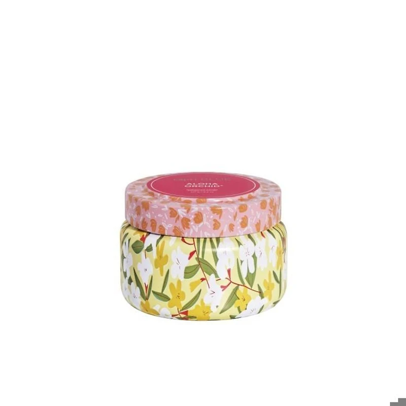 ALOHA ORCHID PATTERN PLAY PRINTED TRAVEL TIN, 8.5 oz