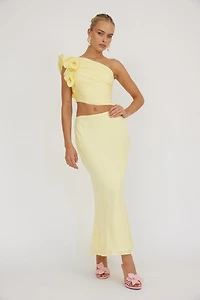 Yellow Ruffle Top & Skirt Set